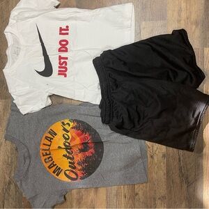 Boys Nike Just Do It T-Shirt and Magellan Outdoors Tee with Black Shorts